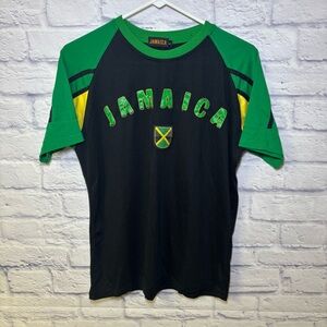 Island Tees Men's Size Large Jamaica Short Sleeve Tshirt Black Green Tee